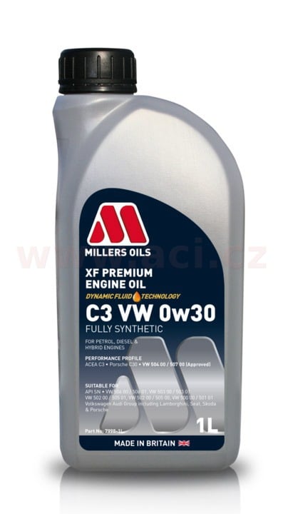MILLERS OILS XF PREMIUM C3 VW 0w30, plně syntetický, 1 l