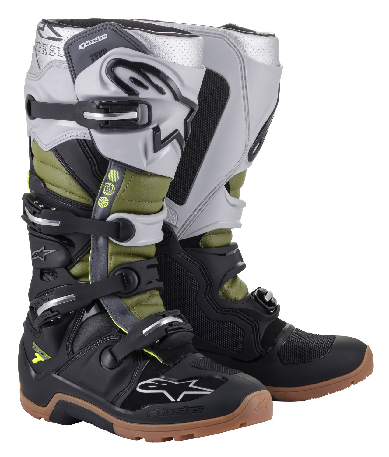 Obrázek produktu boty TECH 7 ENDURO, ALPINESTARS (černá/stříbrná/military zelená) 2012114-1916