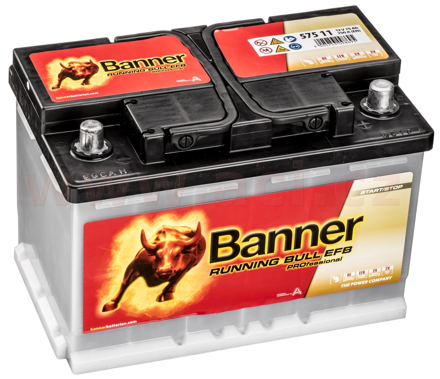 Obrázek produktu 75Ah baterie, 700A, pravá BANNER Running Bull Professional EFB 278x175x190 EFB P57511