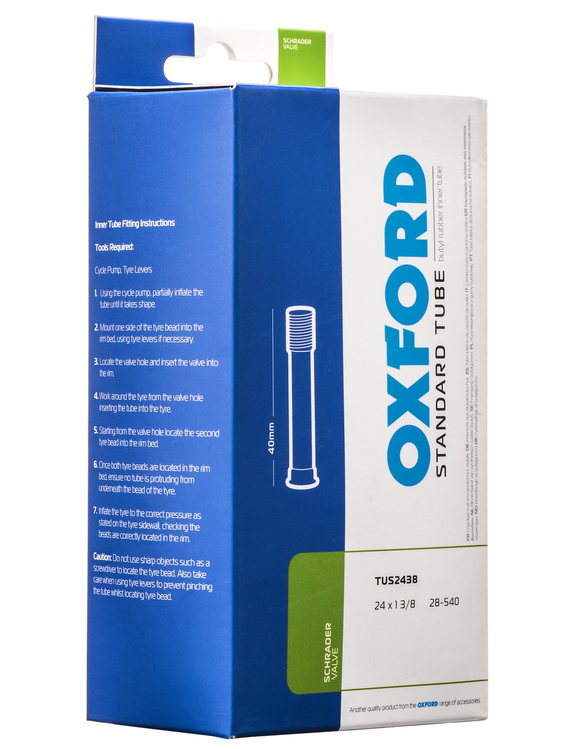 Obrázek produktu cyklo duše 24 x 1 a 3/8, auto ventilek, OXFORD TUS2438