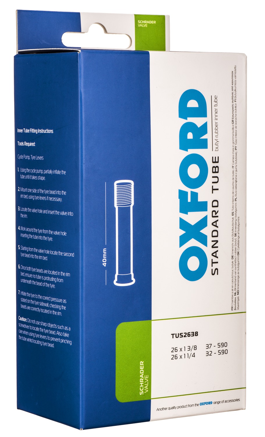 Obrázek produktu cyklo duše 26 x 1 a 3/8, auto ventilek, OXFORD TUS2638