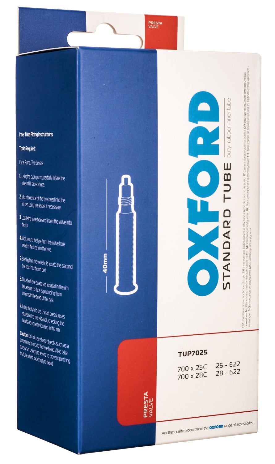 Obrázek produktu cyklo duše 700 x 25/28C, galuskový ventilek, OXFORD TUP7025