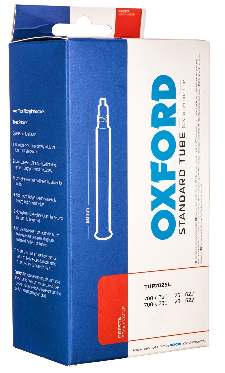 Obrázek produktu cyklo duše 700 x 25/28C, galuskový ventilek prodloužený 60 mm, OXFORD TUP7025L