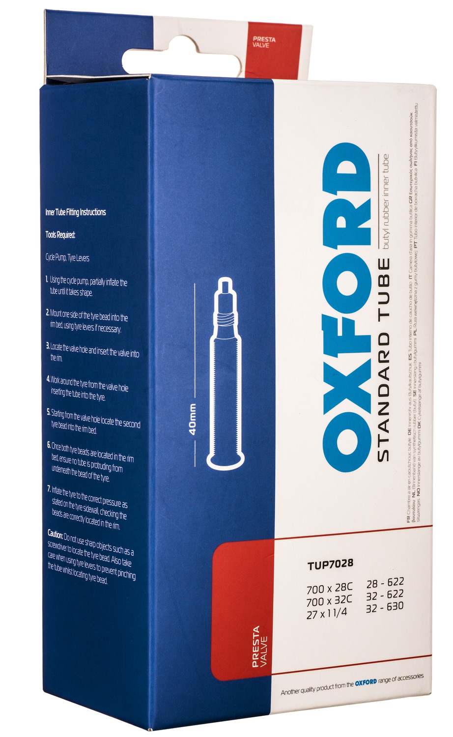 Obrázek produktu cyklo duše 700 x 28/32C, galuskový ventilek, OXFORD TUP7028