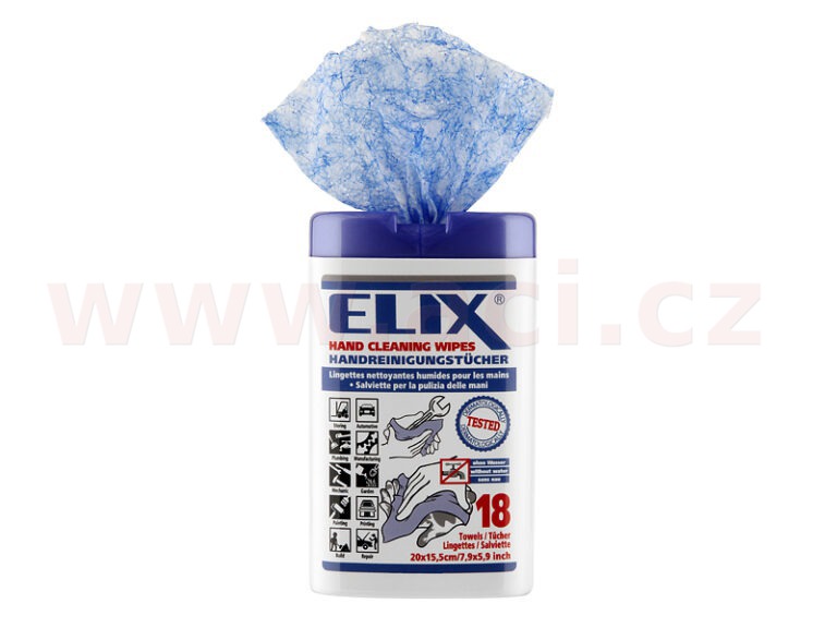 Obrázek produktu ELIX - vlhčené utěrky (20x15 cm) na čištění rukou, balení 18 ks