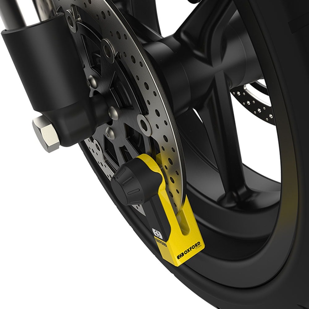 Obrázek produktu zámek kotoučové brzdy TITAN, OXFORD (průměr čepu 10 mm, žlutý) LK486