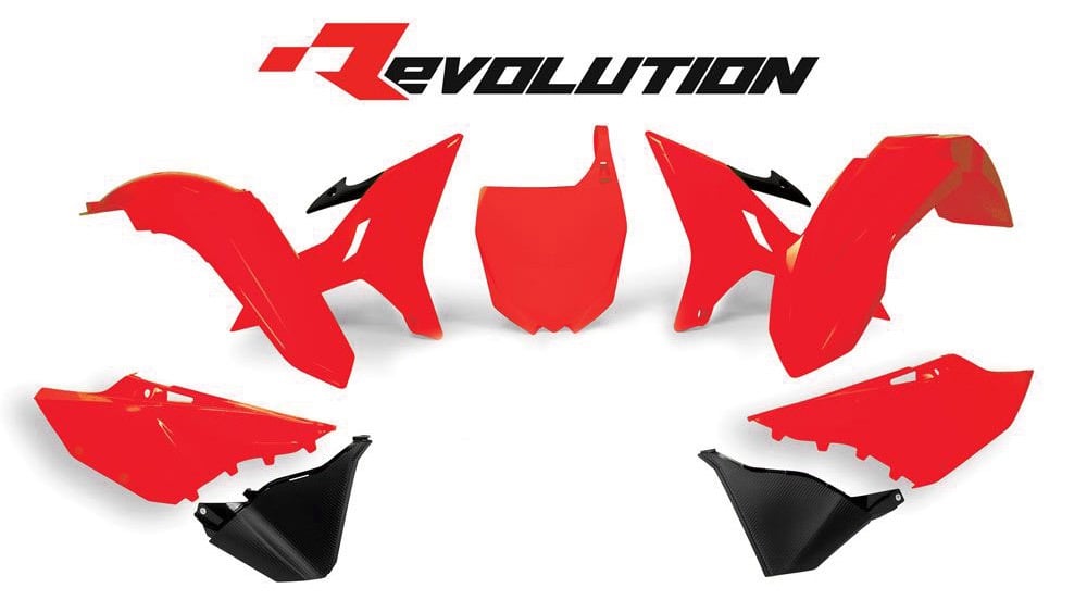 Obrázek produktu sada plastů Yamaha, RTECH (neon červená-černá, 6 dílů) R-KITYZ0-RD0-REV