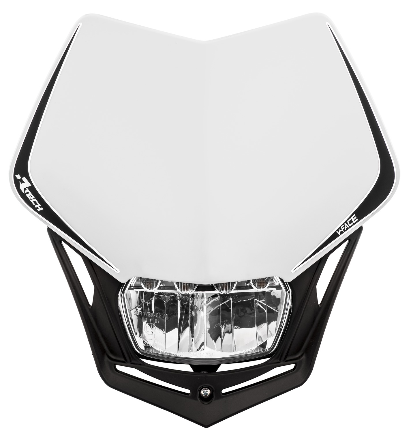 Obrázek produktu UNI přední maska včetně světla V-Face FULL LED, RTECH (bílá/černá) R-MASKBNNR010