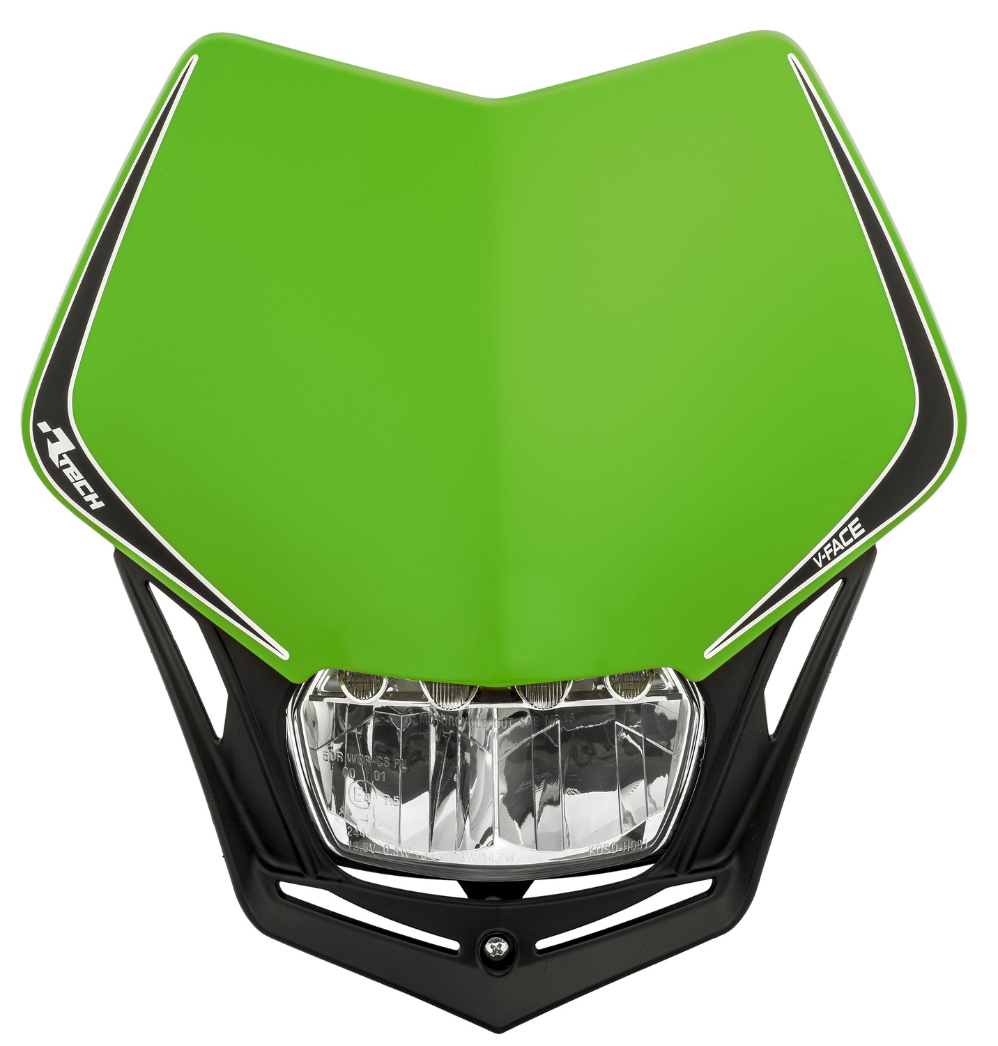 Obrázek produktu UNI přední maska včetně světla V-Face FULL LED, RTECH (zelená/černá) R-MASKVENR010