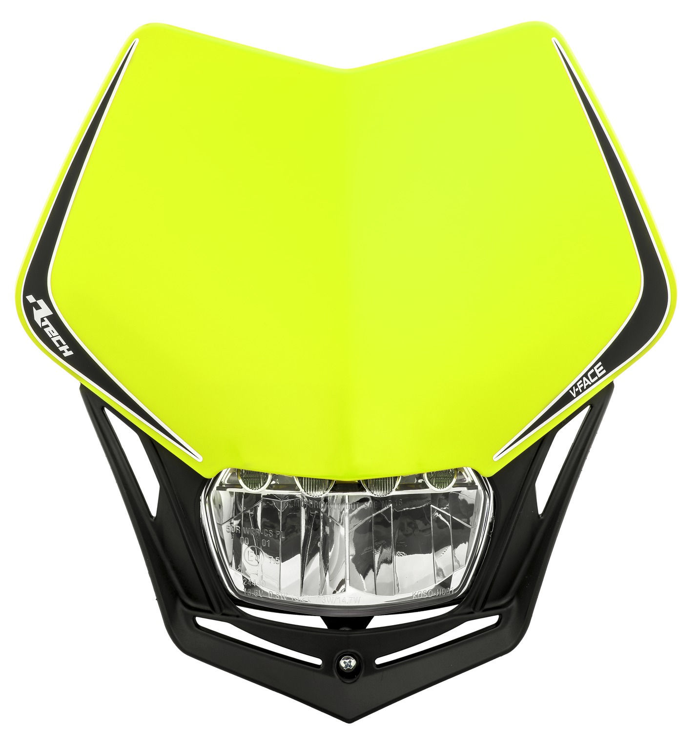 Obrázek produktu UNI přední maska včetně světla V-Face FULL LED, RTECH (neon žlutá/černá) R-MASKGFNR010