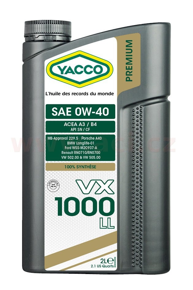 Obrázek produktu Motorový olej YACCO VX 1000 LL 0W40, 2 L 30622