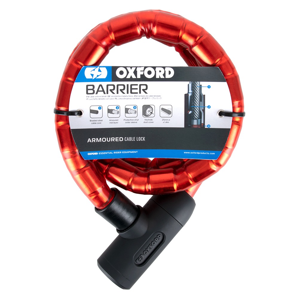 Obrázek produktu zámek BARRIER, OXFORD (červený, vyztužený, délka 1,4 m) LK137