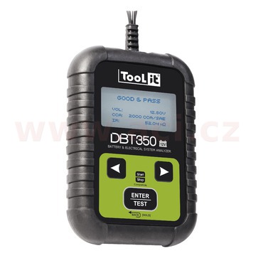 Obrázek produktu tester baterií, napětí, proud, dobíjení, 12 V, 7 - 230 Ah,  DBT350 START/STOP, menu v češtině  025868