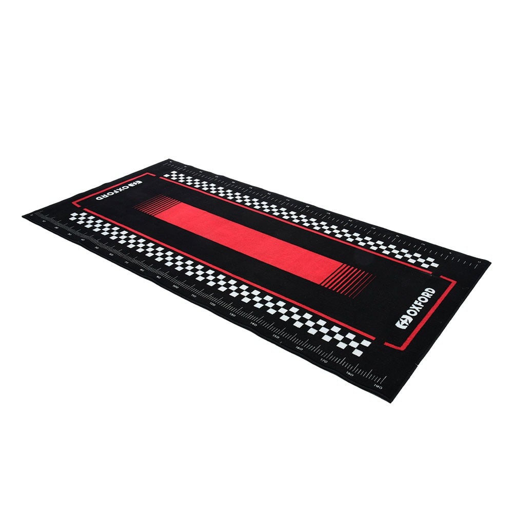 Obrázek produktu textilní koberec pod motocykl PITLANE RED L, OXFORD (červená/černá, rozměr 200 x 100 cm, splňující předpisy FIM) OX910