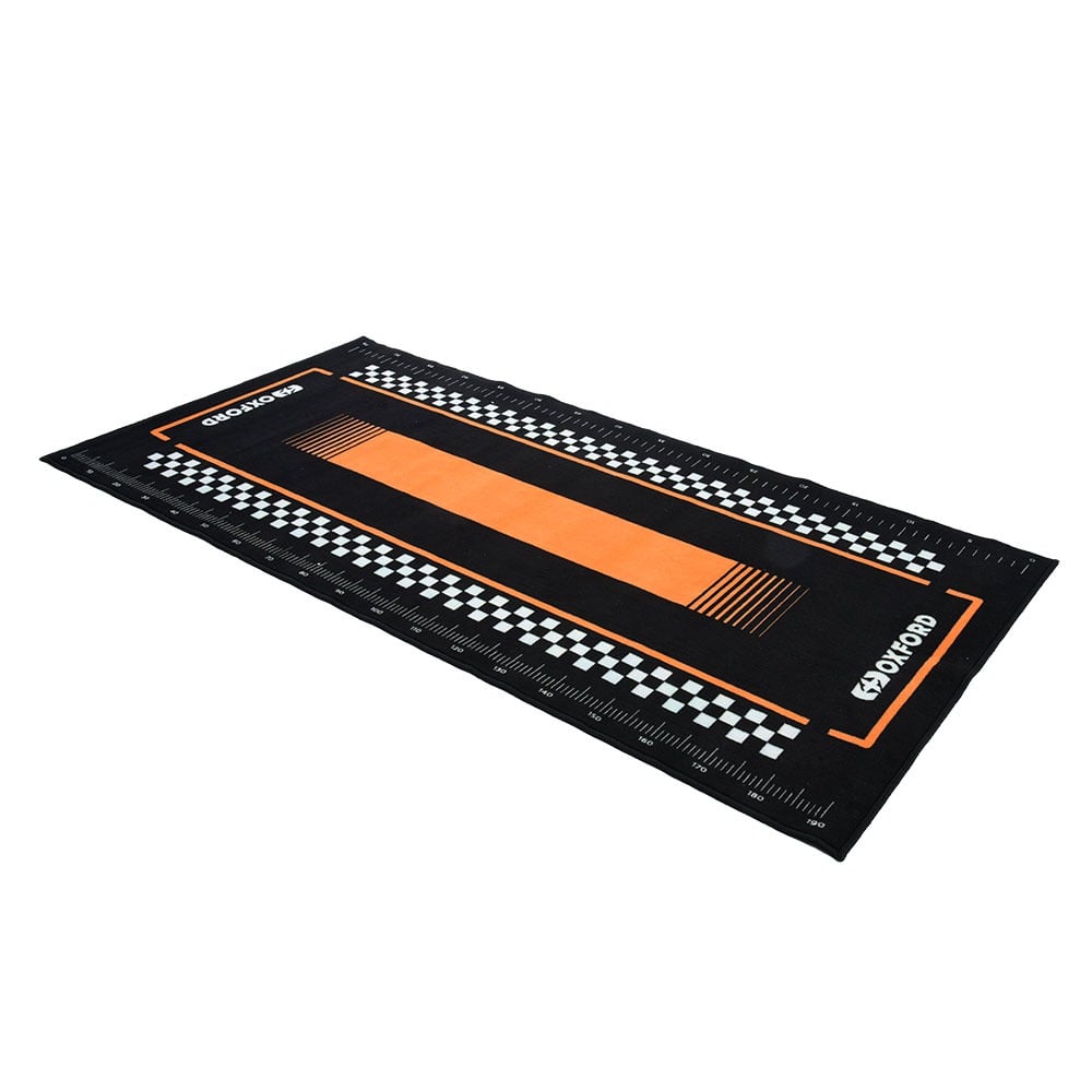 Obrázek produktu textilní koberec pod motocykl PITLANE ORANGE L, OXFORD (oranžová/černá, rozměr 200 x 100 cm, splňující předpisy FIM) OX914