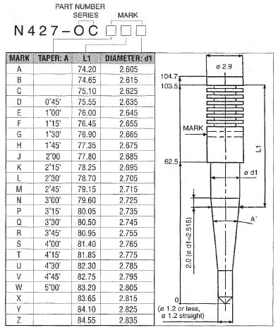 Obrázek produktu jehla N427-OC rozměr DTN, Keihin D300CRB51933