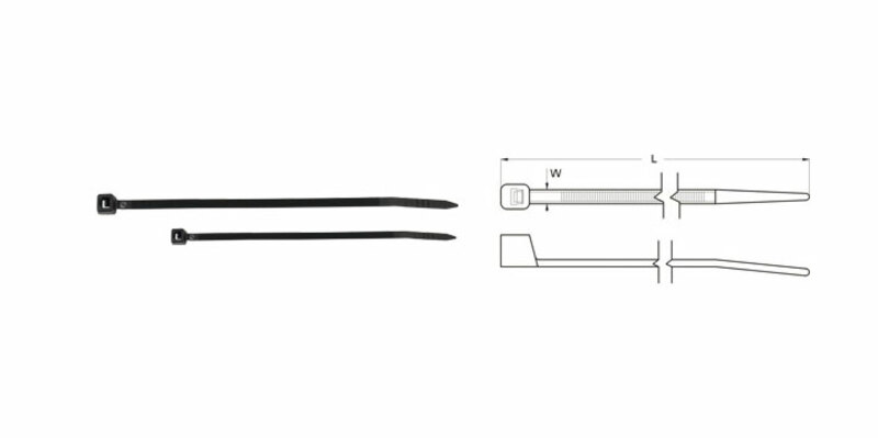 Obrázek produktu BIHR Nylonové stahovací pásky 2,5x100mm černé 100 kusů K-100MU