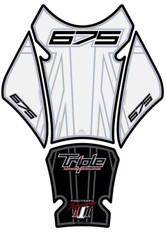 Obrázek produktu MOTOGRAFIX Podložka pod nádrž 3ks bílá/černá Triumph TT023WJ