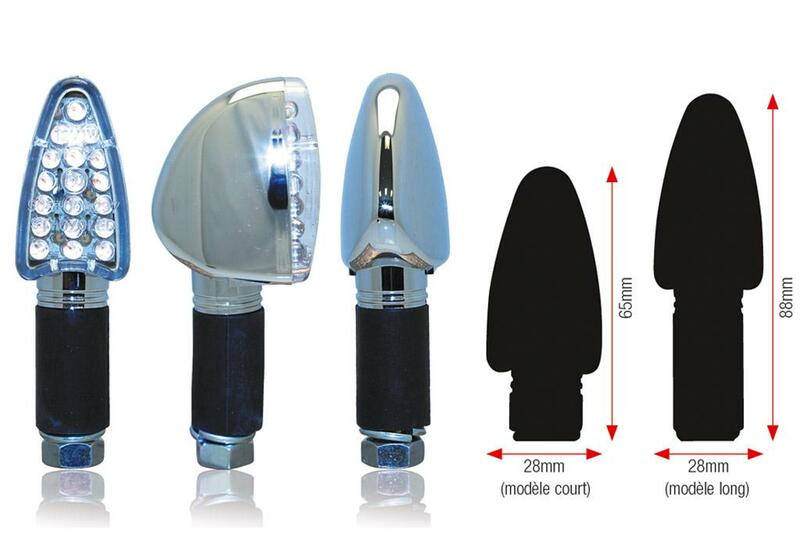 Obrázek produktu BIHR Trojúhelníkové LED indikátory Krátké chromované univerzální 01-070SCH