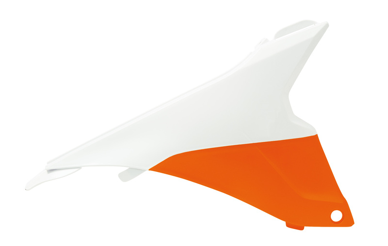 Obrázek produktu RACETECH Levý kryt vzduchového boxu KTM SX85 bílý/oranžový R-FIKTMBNARSX85