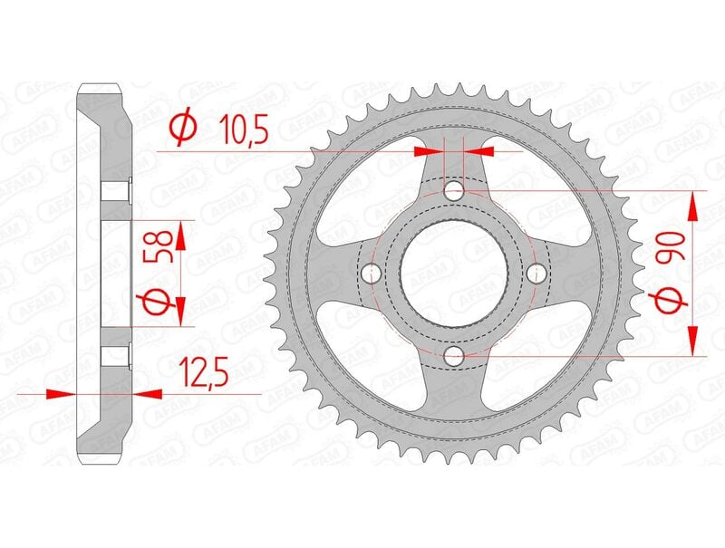 Obrázek produktu Ocelové standardní zadní kolo AFAM 10216 - 428 10216-50