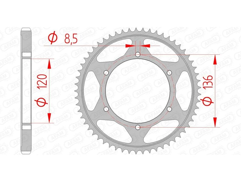 Obrázek produktu Ocelové standardní zadní kolo AFAM 12313 - 428 12313-55