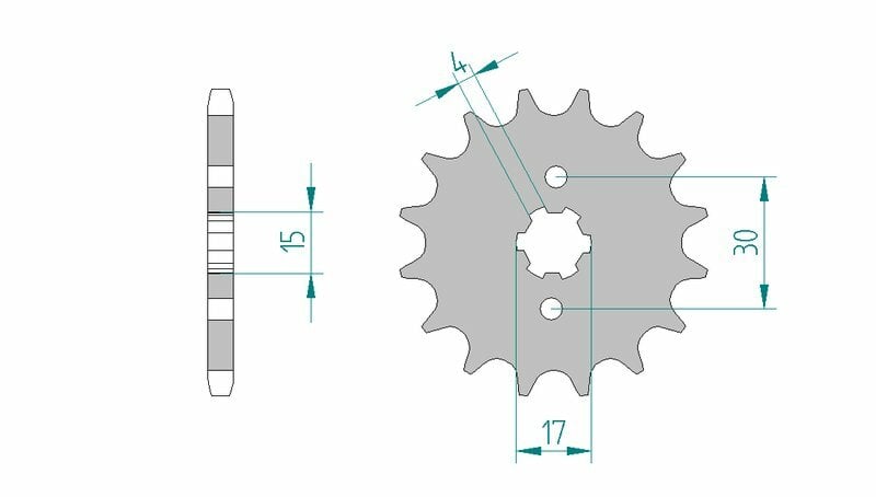 Obrázek produktu Ocelová standardní přední řetězová kola AFAM 20107 - 428 20107-14