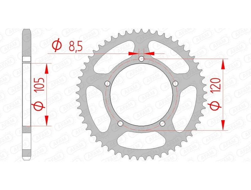 Obrázek produktu Ocelové standardní zadní kolo AFAM 35103 - 420 35103-51