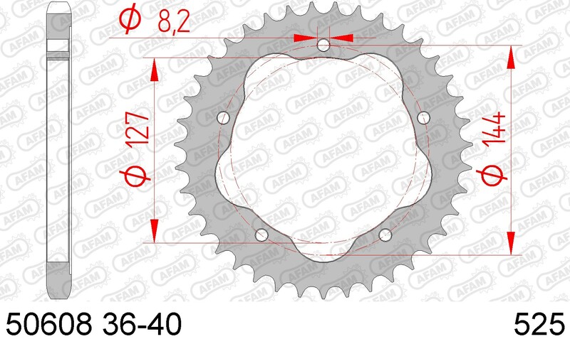 Obrázek produktu Ocelové standardní zadní kolo AFAM 50608 - 525 50608-39