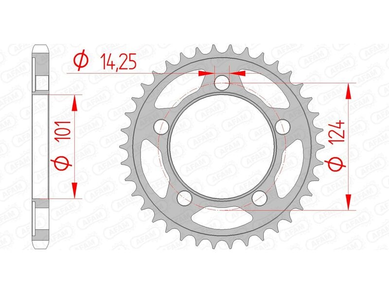 Obrázek produktu Ocelové standardní zadní kolo AFAM 71801 - 525 71801-37