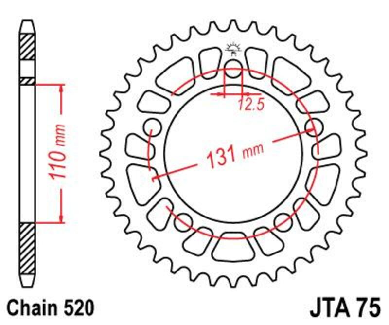 Obrázek produktu JT SPROCKETS Hliníkové ultralehké zadní kolo 75 - 520 JTA75.40