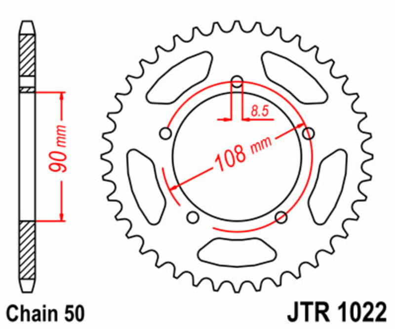 Obrázek produktu JT SPROCKETS Ocelové standardní zadní kolo 1022 - 530 JTR1022.40