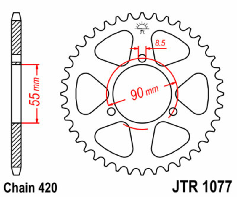 Obrázek produktu ZADNÍ ŘETĚZOVÉ KOLO 47T 420 JTR1077.47