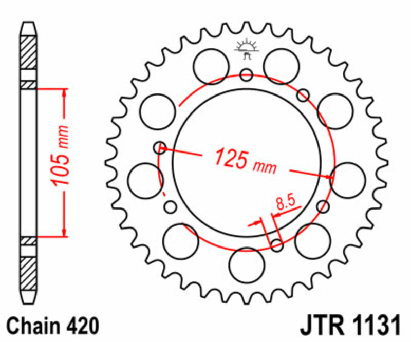 Obrázek produktu ZADNÍ ŘETĚZOVÉ KOLO 52T 420 JTR1131.52