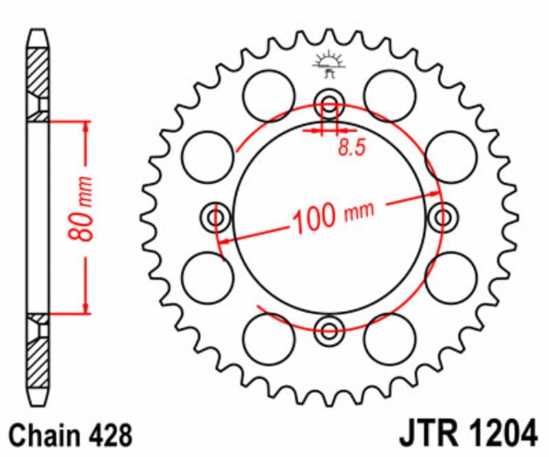 Obrázek produktu ZADNÍ ŘETĚZOVÉ KOLO 50T 428 JTR1204.50