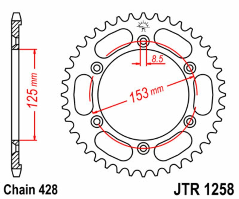 Obrázek produktu ZADNÍ ŘETĚZOVÉ KOLO 54T 428 JTR1258.54