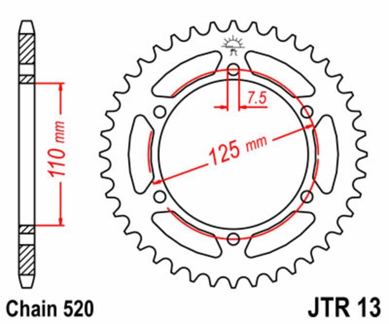 Obrázek produktu JT SPROCKETS Ocelové standardní zadní kolo 13 - 520 JTR13.39