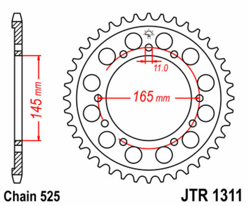 Obrázek produktu JT SPROCKETS Ocelové standardní zadní kolo 1311 - 525 JTR1311.44