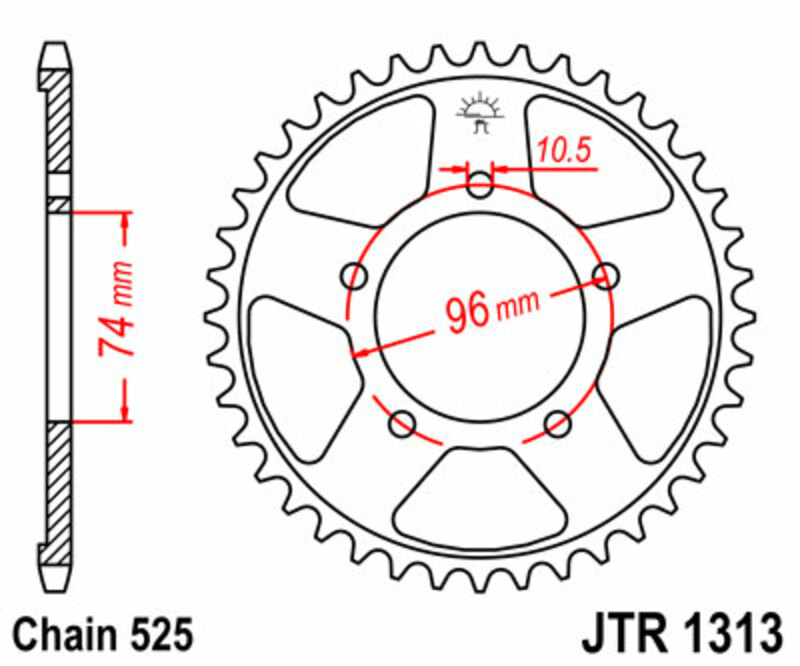 Obrázek produktu JT SPROCKETS Ocelové standardní zadní kolo 1313 - 525 JTR1313.40