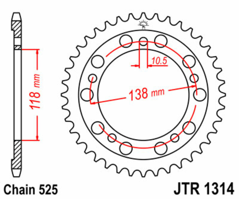 Obrázek produktu JT SPROCKETS Ocelové standardní zadní kolo 1314 - 525 JTR1314.39