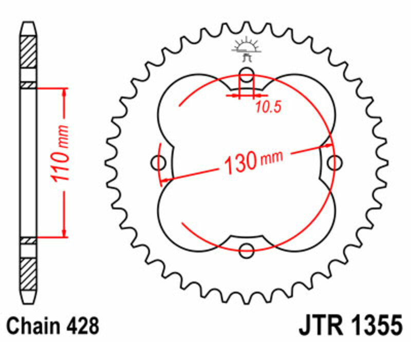 Obrázek produktu ZADNÍ ŘETĚZOVÉ KOLO 50T 428 JTR1355.50