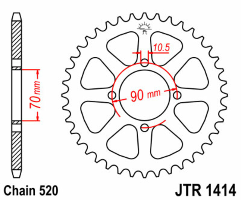 Obrázek produktu ZADNÍ ŘETĚZOVÉ KOLO 43T 520 JTR1414.43