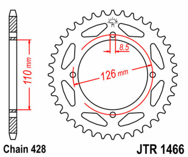 Obrázek produktu ZADNÍ ŘETĚZOVÉ KOLO 47T 428 JTR1466.47