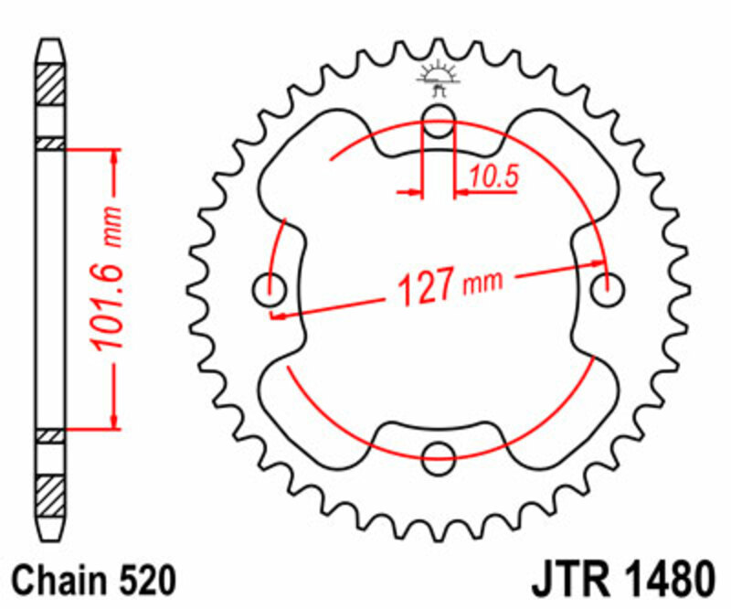 Obrázek produktu ZADNÍ ŘETĚZOVÉ KOLO 37T 520 JTR1480.37