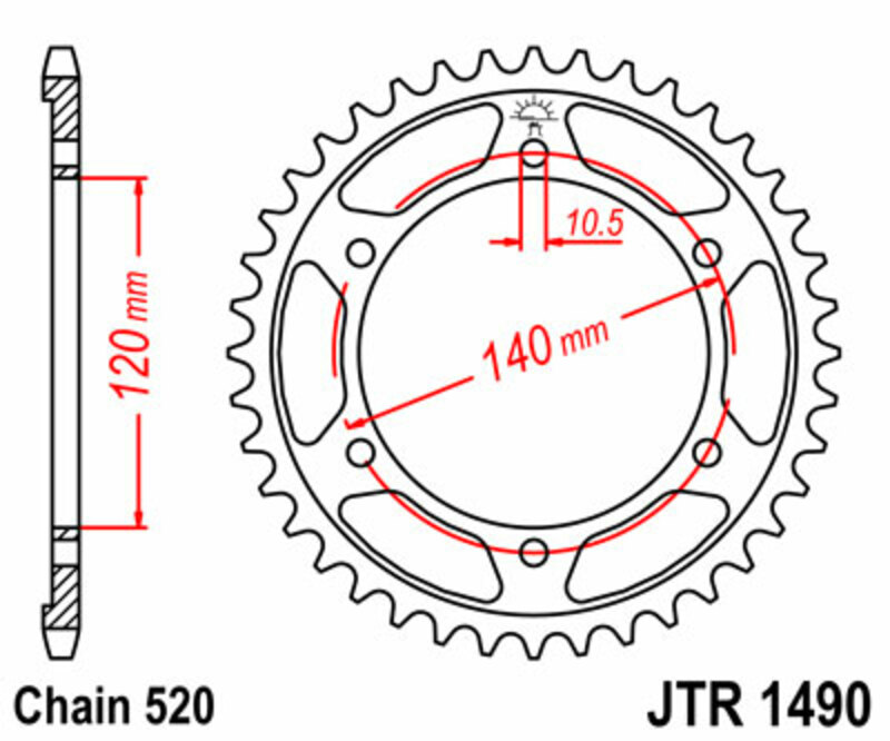 Obrázek produktu ZADNÍ ŘETĚZOVÉ KOLO 44T 520 JTR1490.44