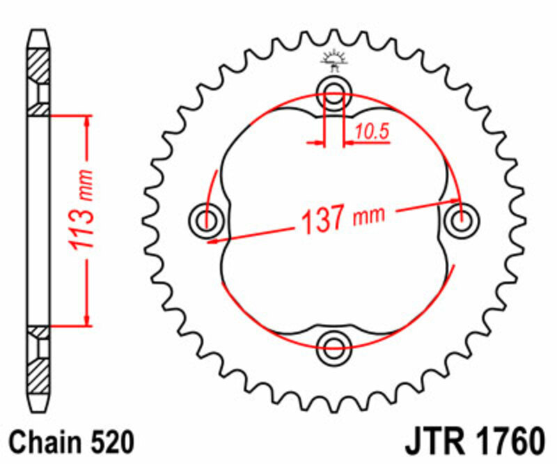 Obrázek produktu ZADNÍ ŘETĚZOVÉ KOLO 37T 520 JTR1760.37