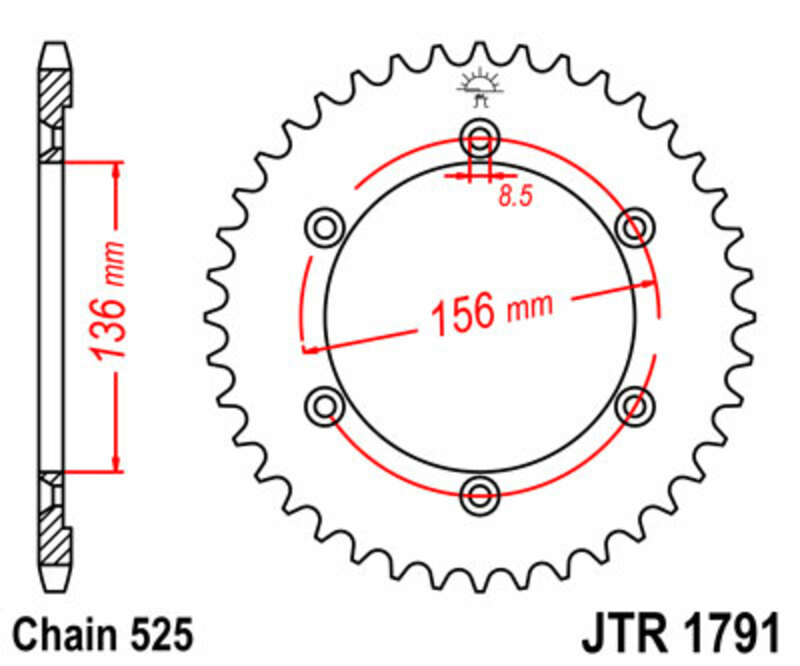 Obrázek produktu ZADNÍ ŘETĚZOVÉ KOLO 43T 525 JTR1791.43