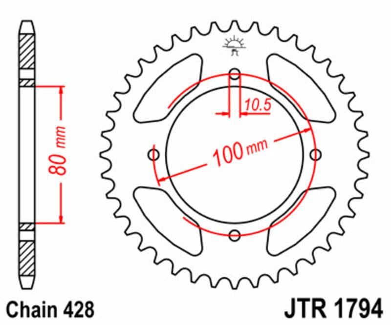 Obrázek produktu ZADNÍ ŘETĚZOVÉ KOLO 45T 428 JTR1794.45