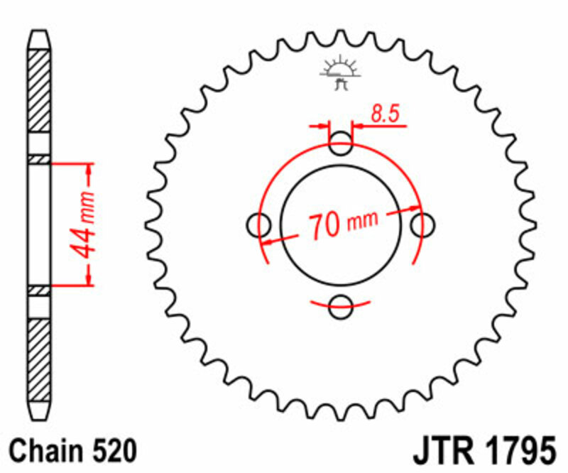 Obrázek produktu ZADNÍ ŘETĚZOVÉ KOLO 22T 520 JTR1795.22