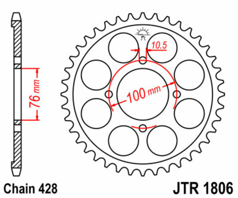 Obrázek produktu JT SPROCKETS Ocelové standardní zadní kolo 1806 - 428 JTR1806.47